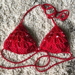✨Red Ruffled Polka Dot Bikini Top✨